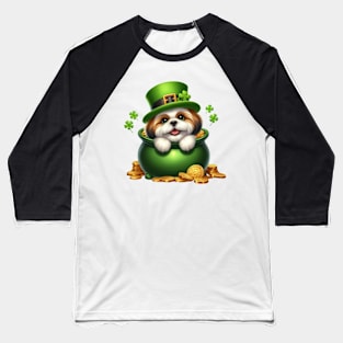 St Patricks Day Shih Tzu Dog Baseball T-Shirt